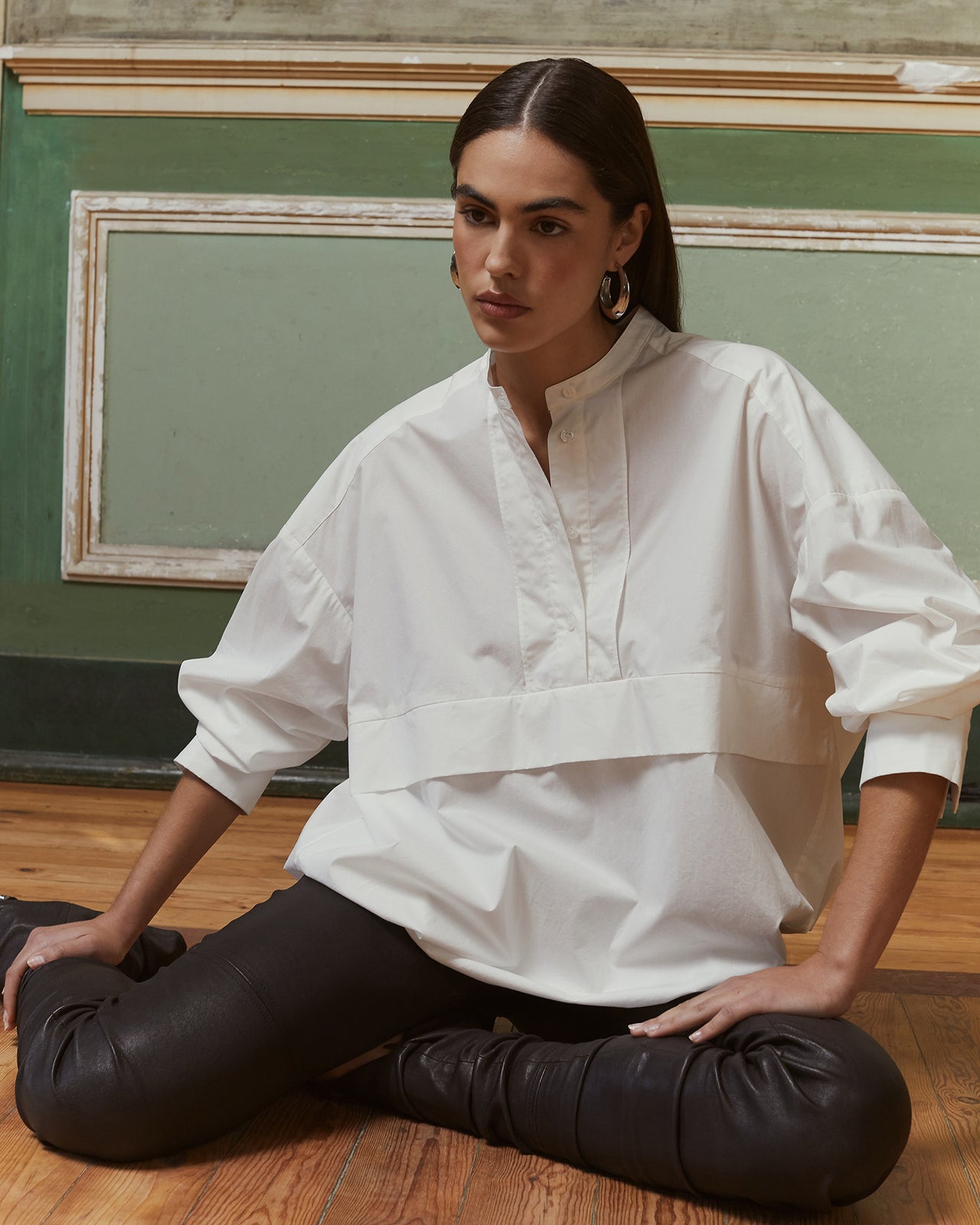 Blouse Steve - Blanc : Blouse large en popeline de coton blanche Mes Demoiselles - Image 7