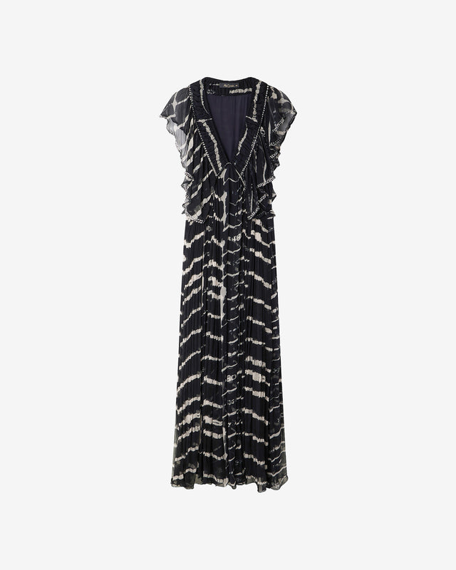 Robe Dopher - Noir : Robe longue noire en mousseline de viscose Mes Demoiselles - Dernière image