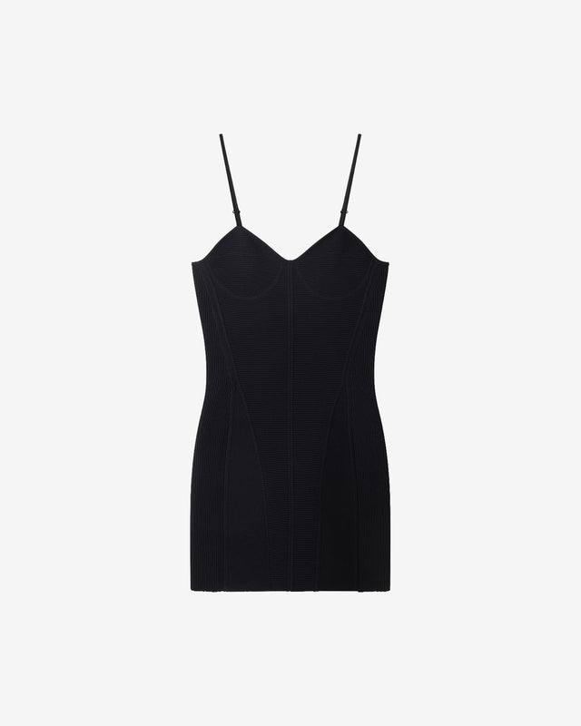 Robe Blom - Noir : Robe noire courte en maille stretch douce Mes Demoiselles - Dernière image