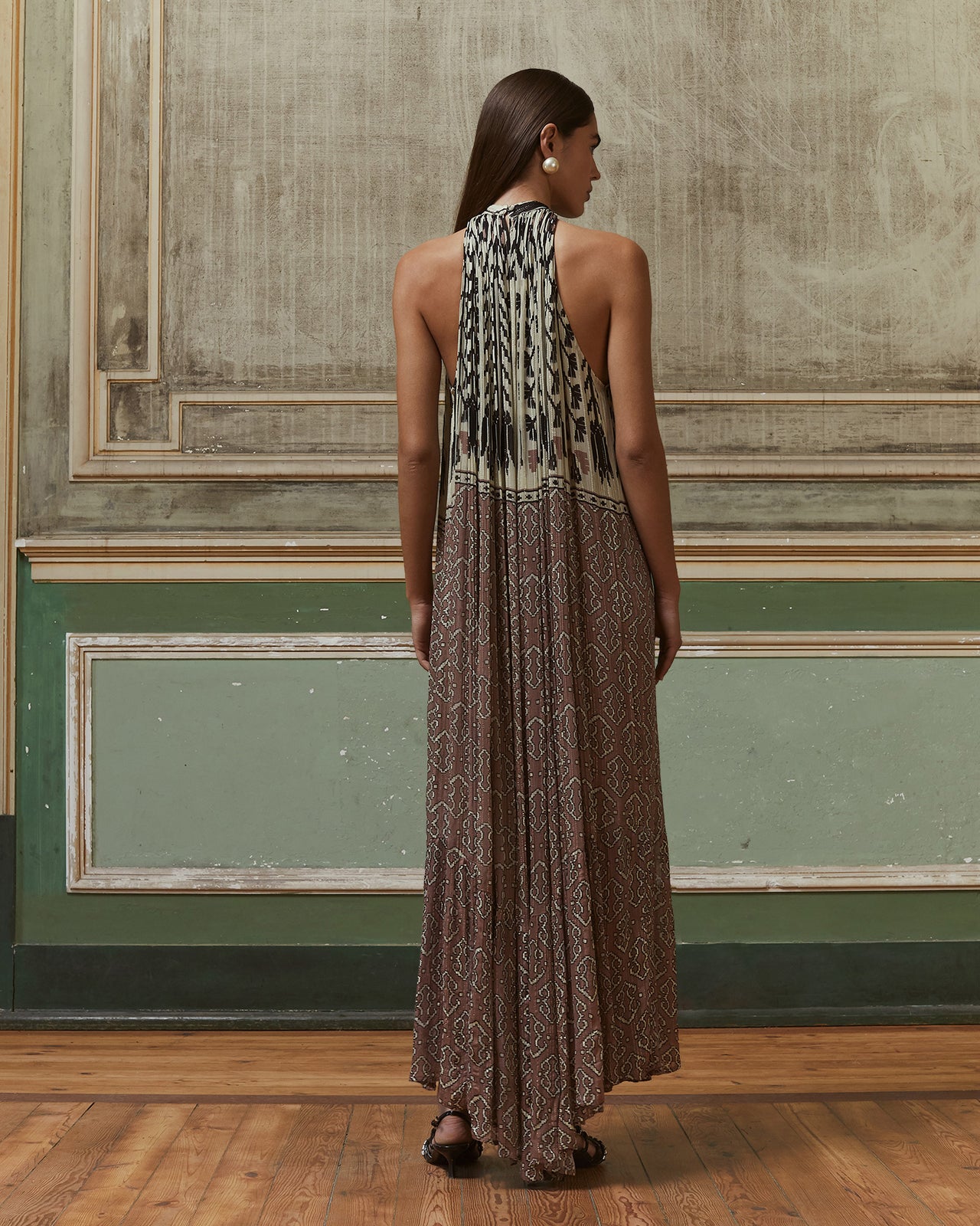 Robe longue en viscose chiffon crinckled rose - Robes Mes Demoiselles - Image 3