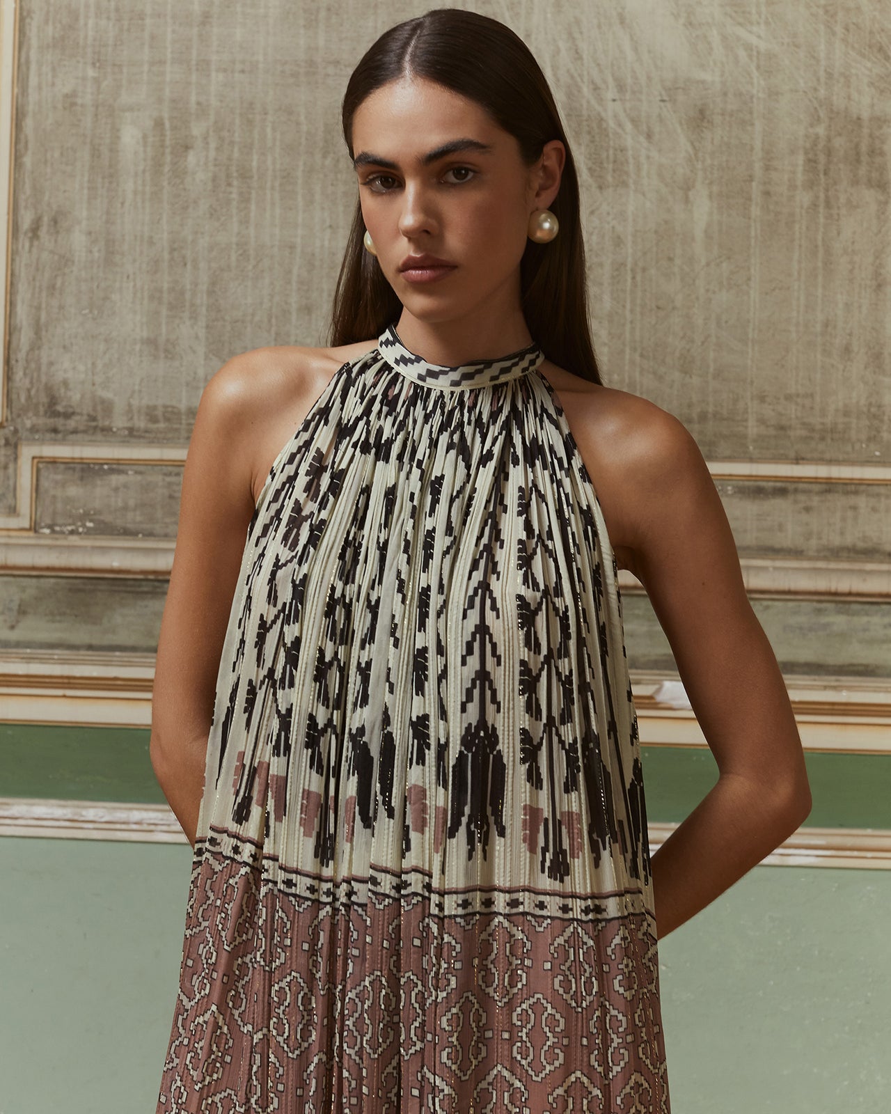 Robe Sulone - Rose : Robe longue en viscose chiffon crinckled rose Mes Demoiselles - Image 4