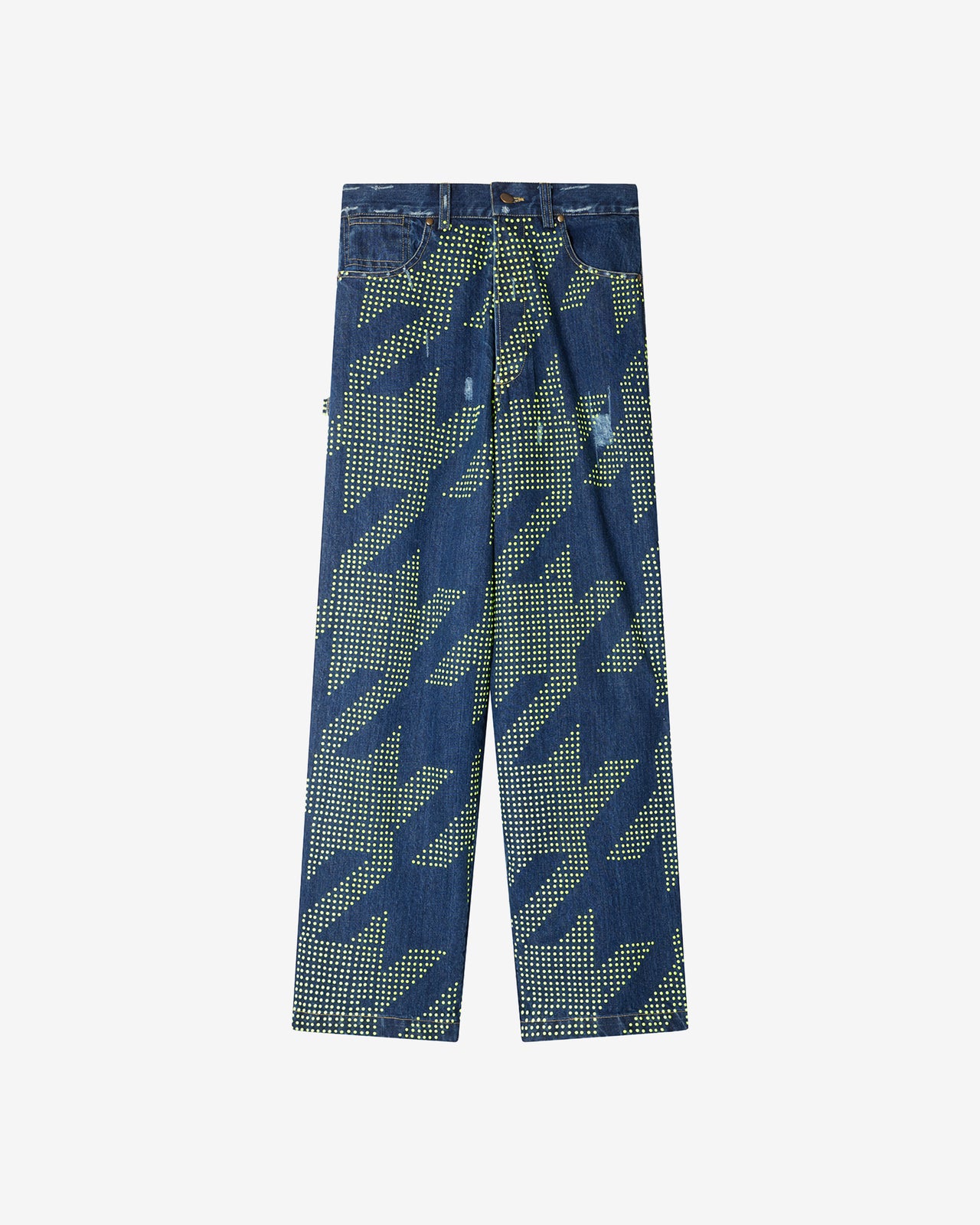 Jeans Redim - Vert : Pantalon en toile denim et clous fluo Mes Demoiselles - Image 8