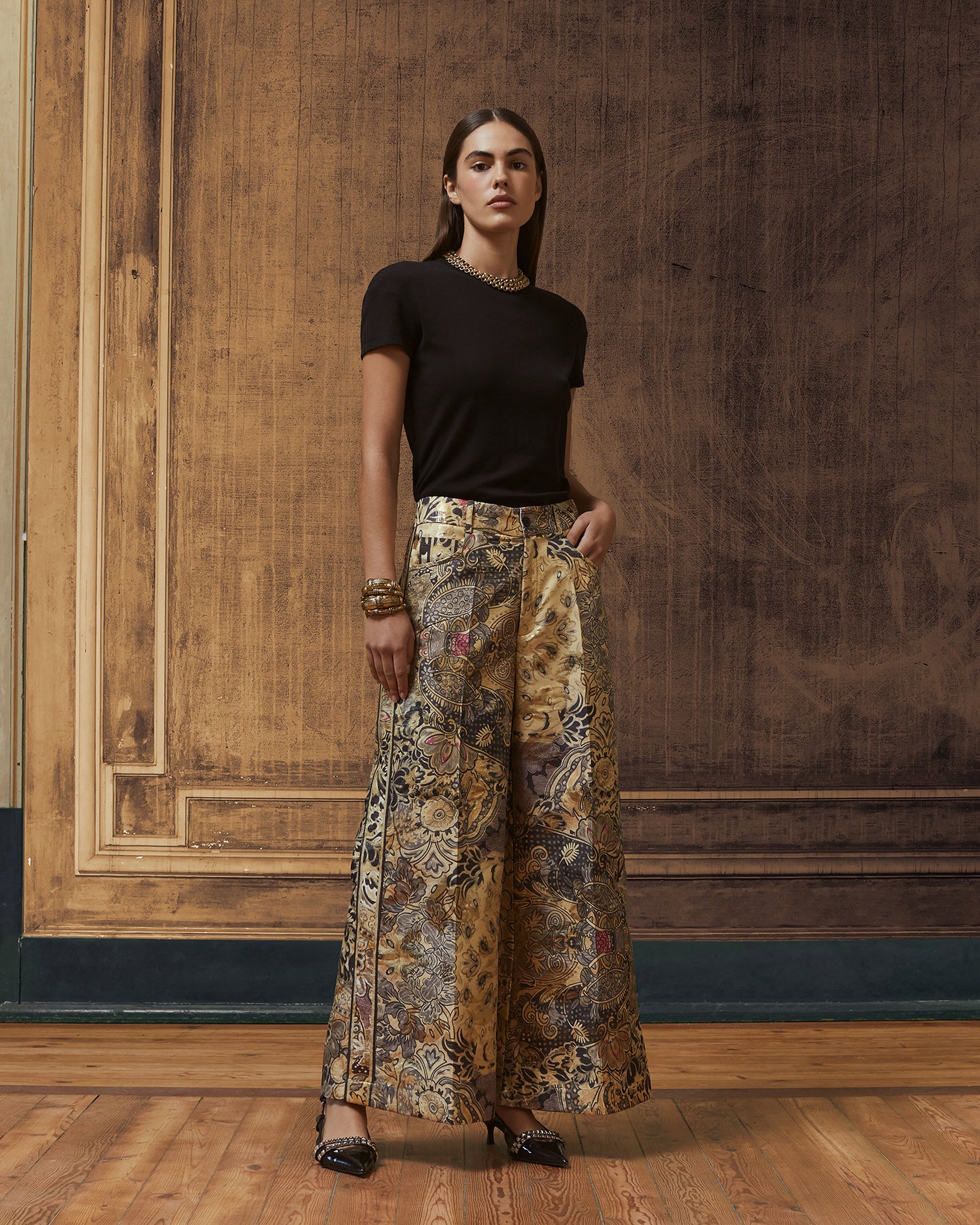 Pantalon en jacquard lurex imprimé - Pantalons & combinaisons Mes Demoiselles