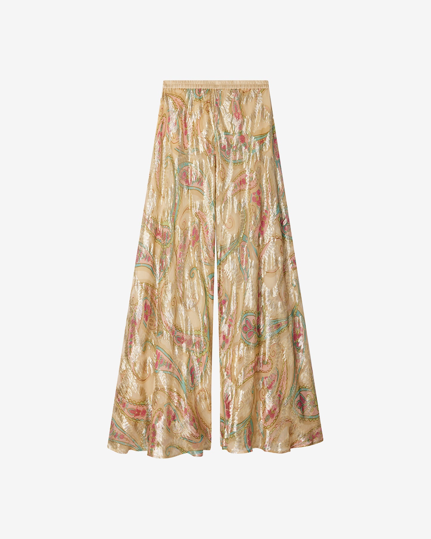 Pantalon Faby - Jaune : Pantalon long rose et jaune avec lurex doré Mes Demoiselles