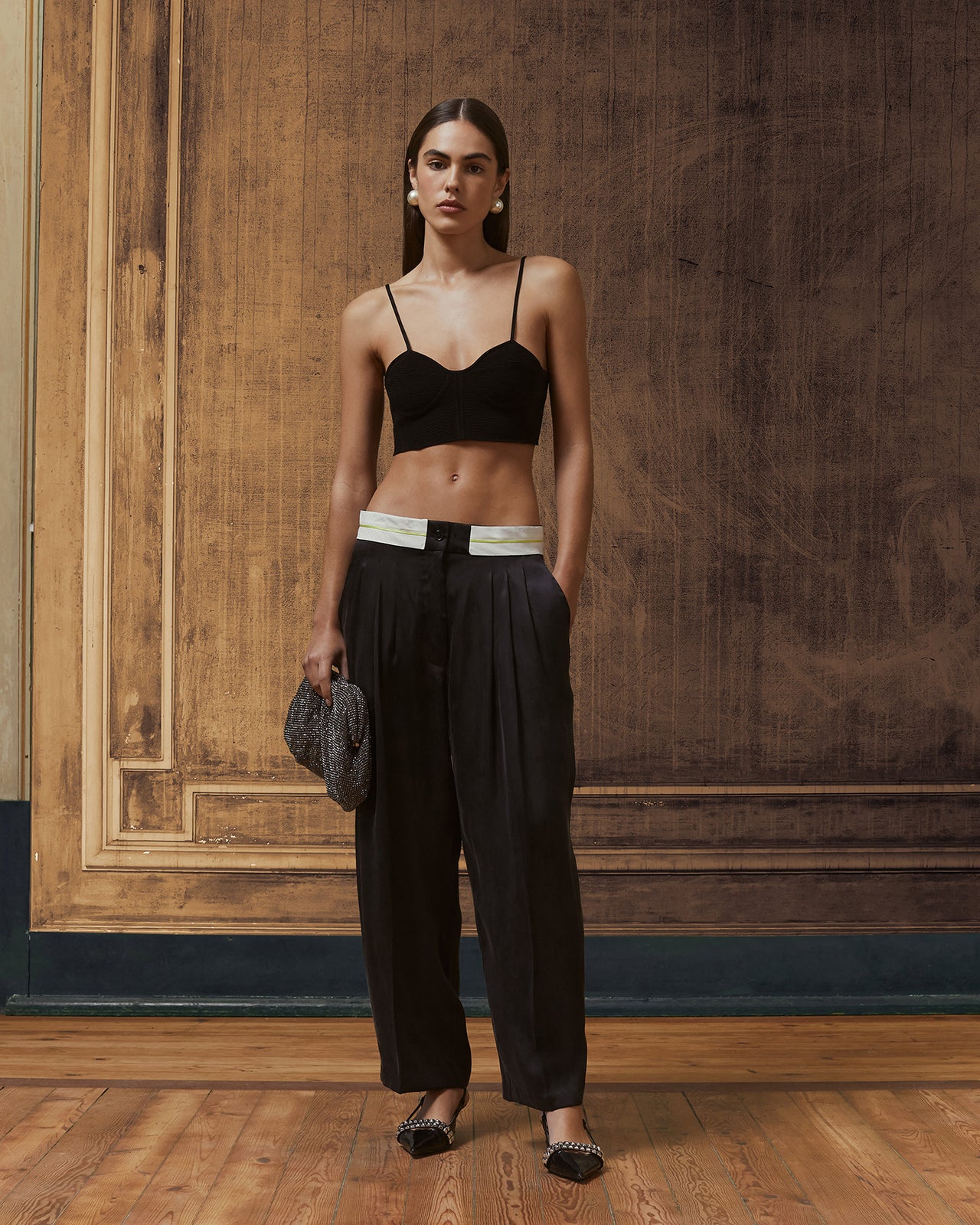 Pantalon noir en lyocell satiné - Pantalons & combinaisons Mes Demoiselles - Image 1