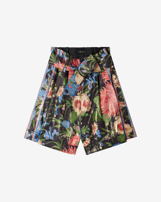 Bermuda Reine - Noir : Bermuda féminin en jacquard lurex imprimé floral Mes Demoiselles - Dernière image