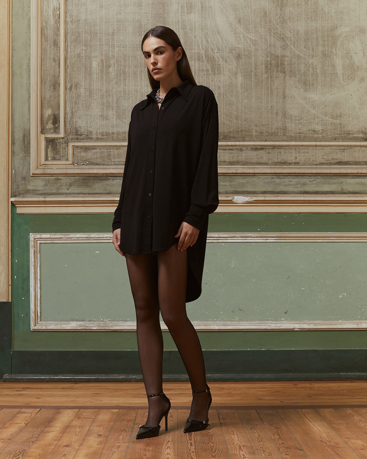 Chemise souple noire oversize - Chemises & tops Mes Demoiselles - Image 3