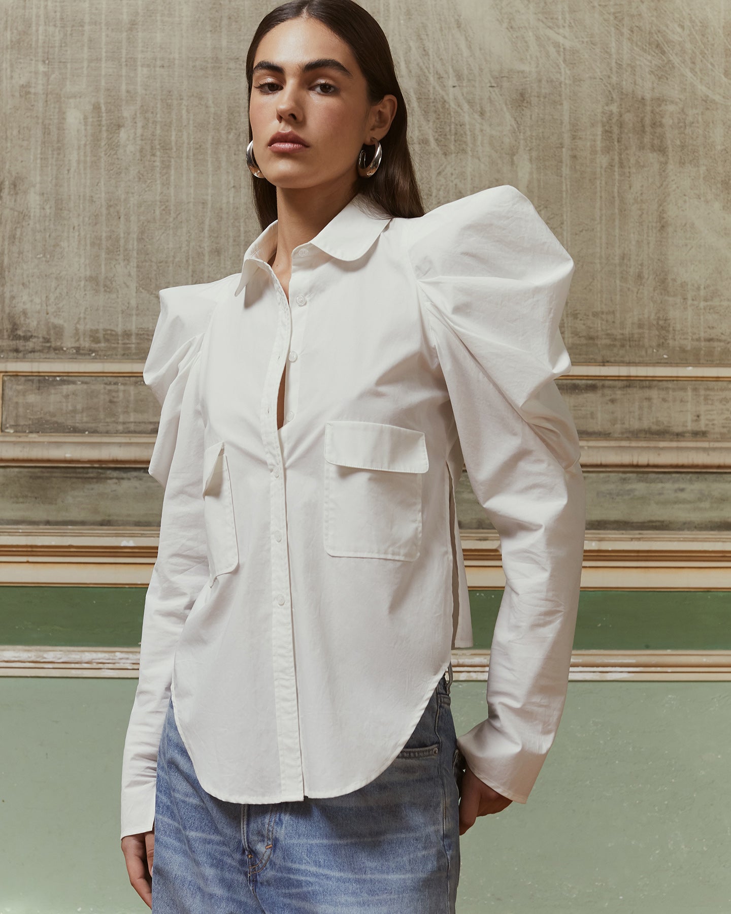 Chemise aux manches bouffantes en coton blanc - Chemises & tops Mes Demoiselles
