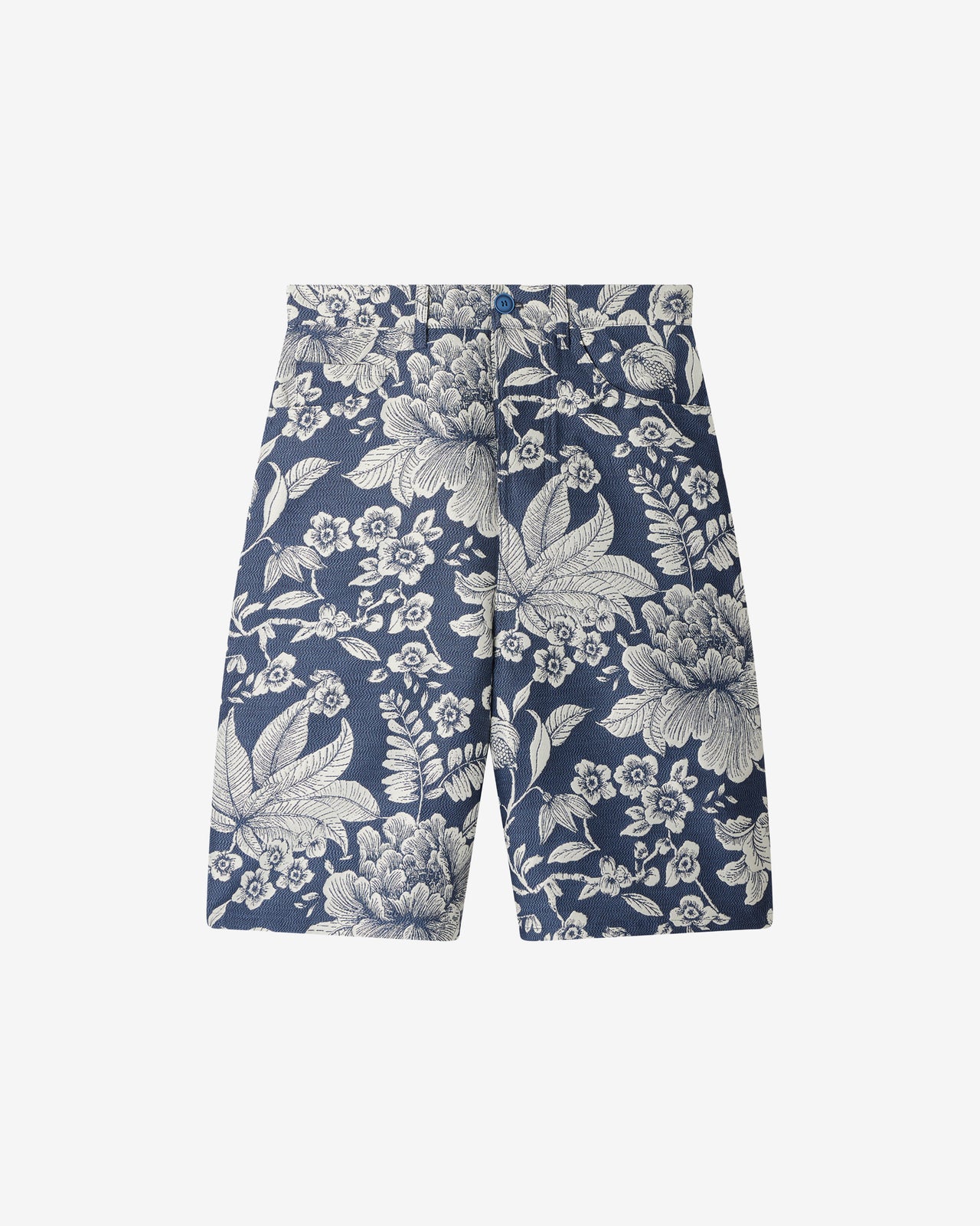 Bermuda Didi - Bleu : Bermuda long en tissu jacquard denim bleu et écru Mes Demoiselles - Image 7