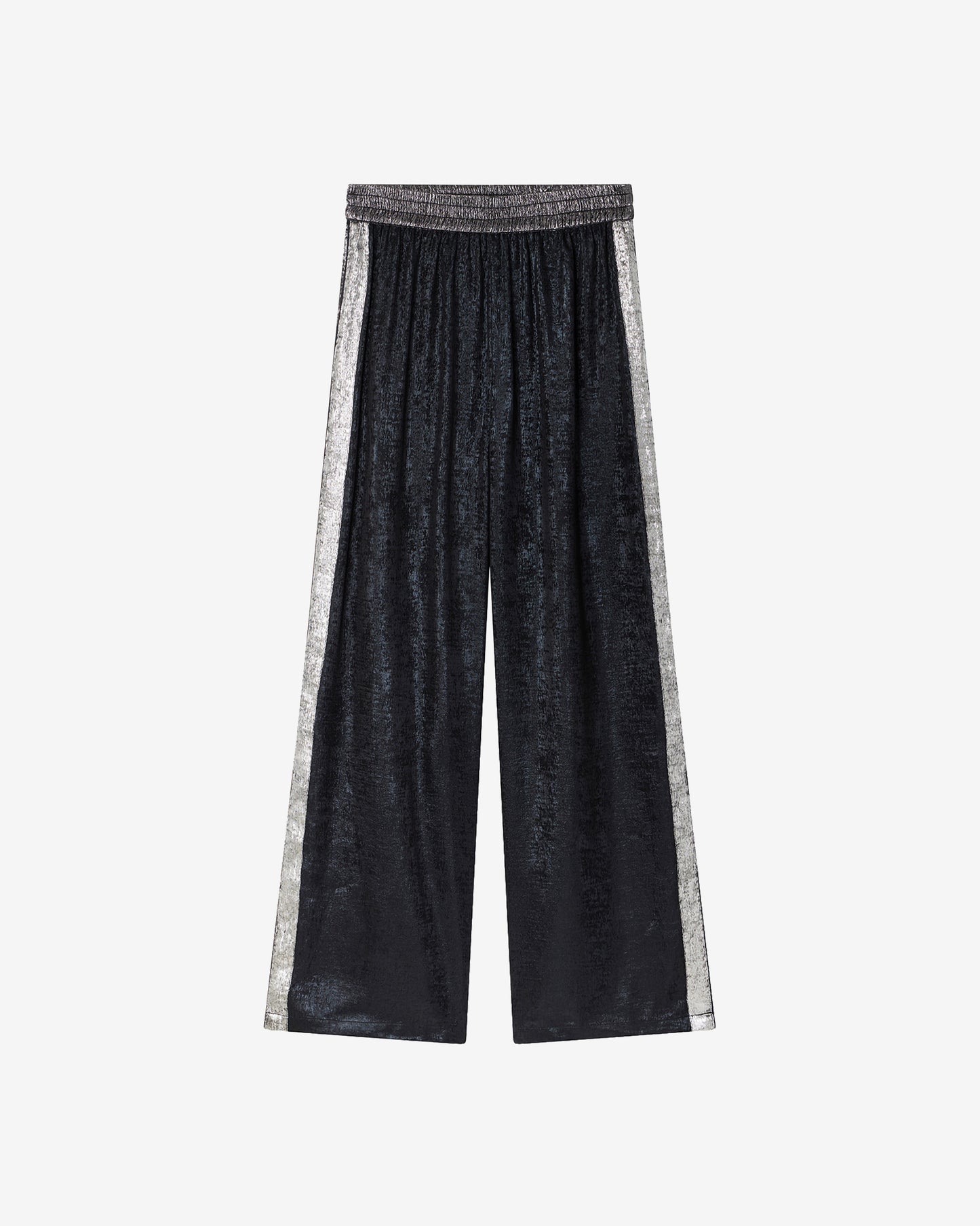 Pantalon Sirene - Noir : Pantalon souple brillant avec bandes latérales Mes Demoiselles