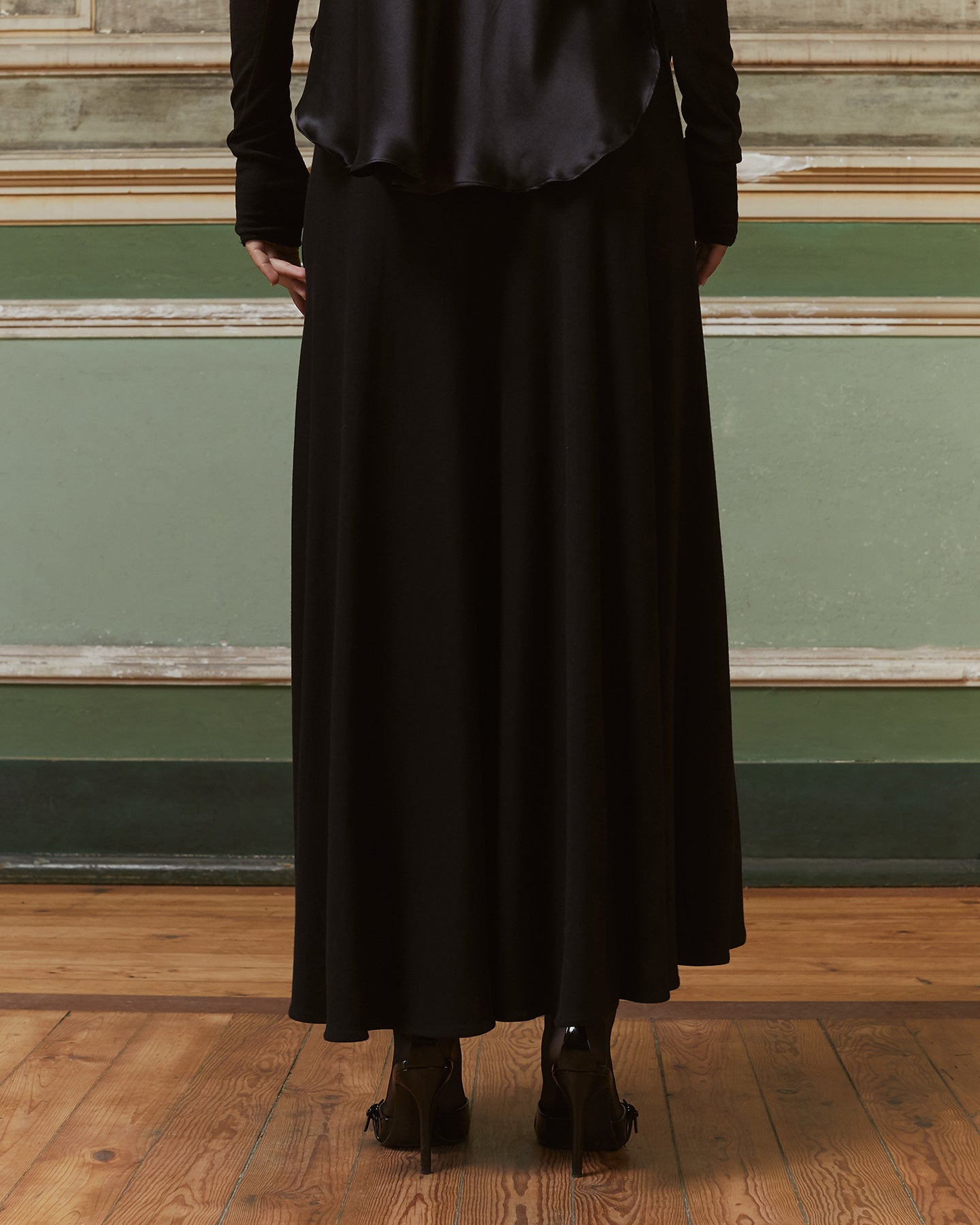 Jupe souple longue noire en tissus mélangé - Jupes & shorts Mes Demoiselles