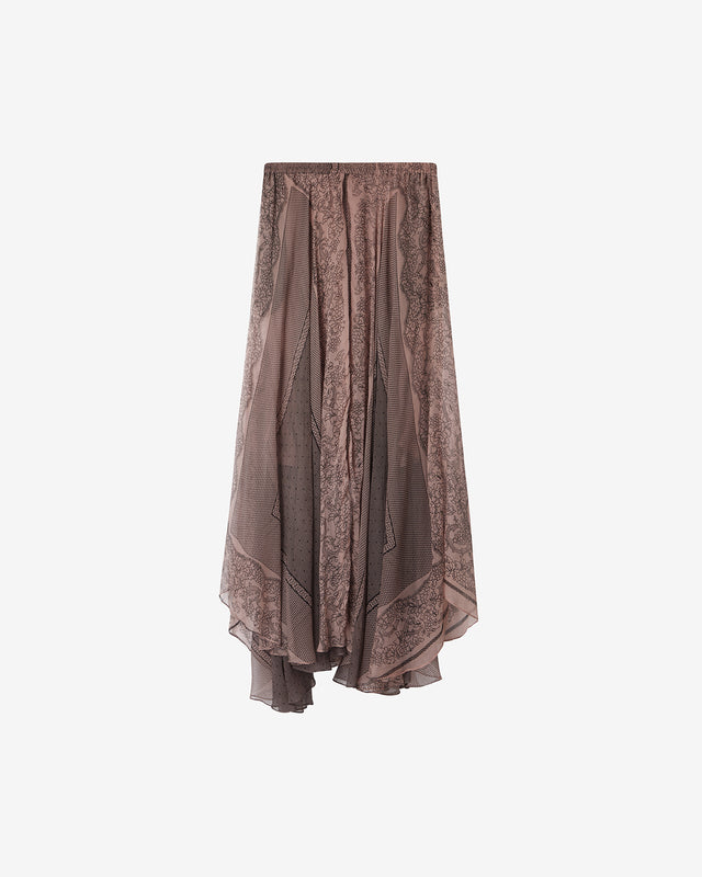 Jupe Wyla - Rose : Jupe longue en viscose imprimé dentelle rose Mes Demoiselles - Dernière image