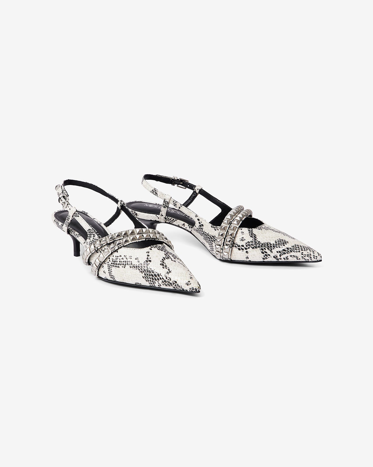 Escarpins en cuir façon reptile avec brides argentées - Chaussures Mes Demoiselles - Image 3