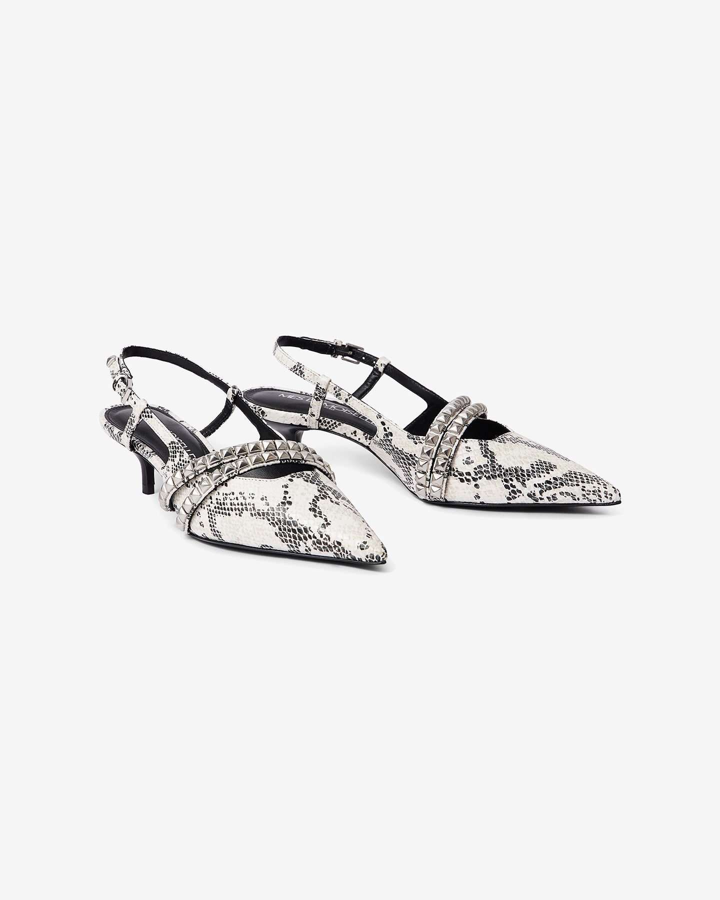 Escarpins en cuir façon reptile avec brides argentées - Chaussures Mes Demoiselles