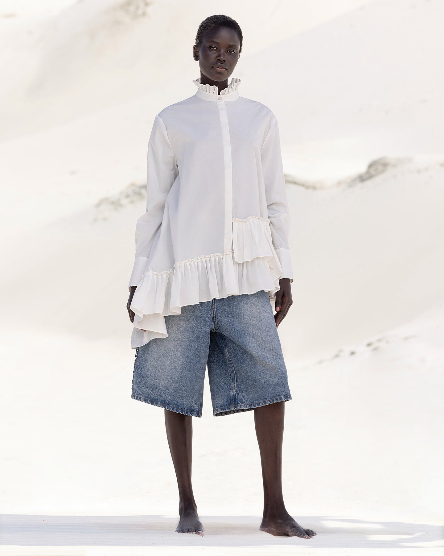 Chemise déstructurée en popeline de coton blanche - Chemises & tops Mes Demoiselles