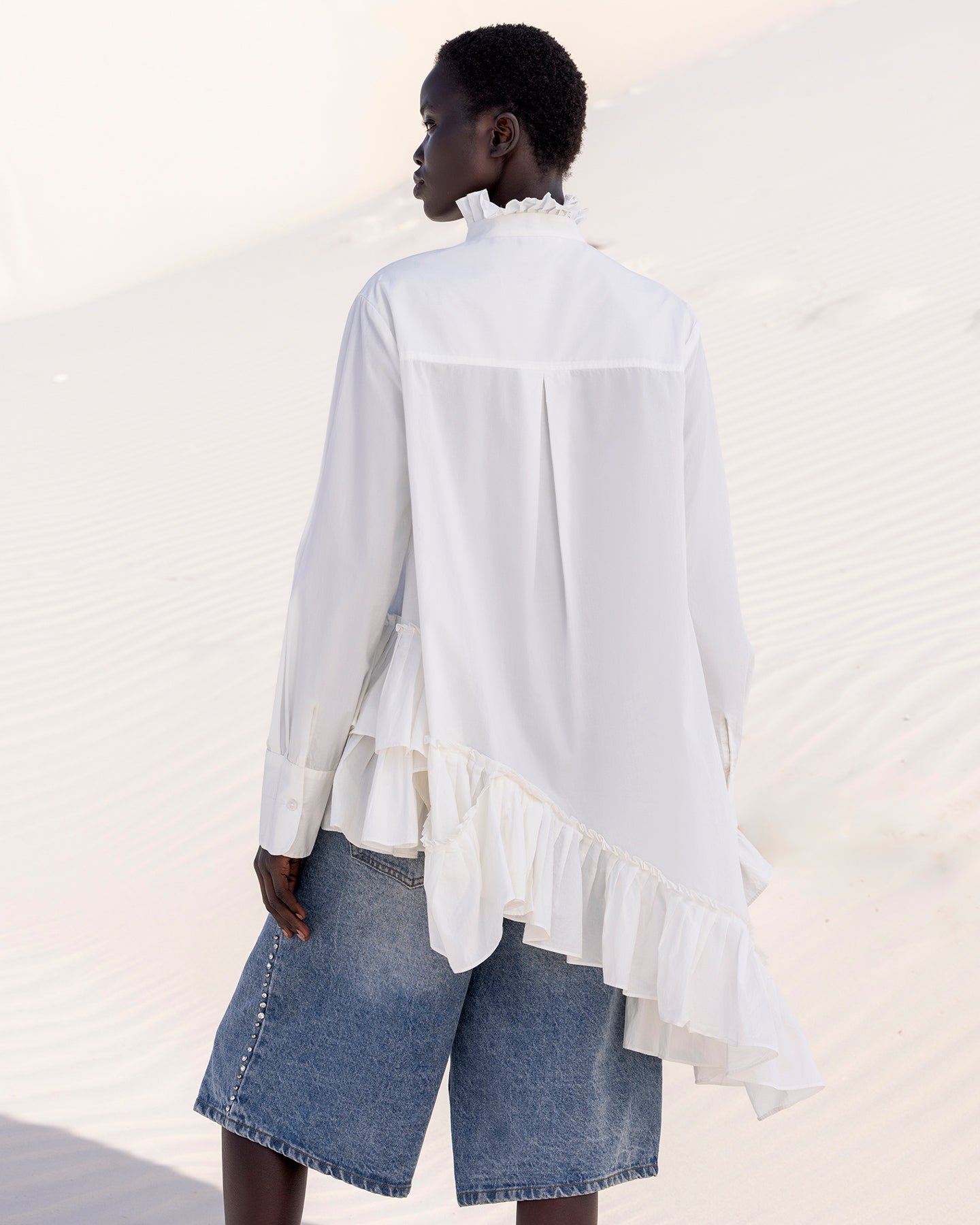 Chemise Cora - Blanc : Chemise déstructurée en popeline de coton blanche Mes Demoiselles