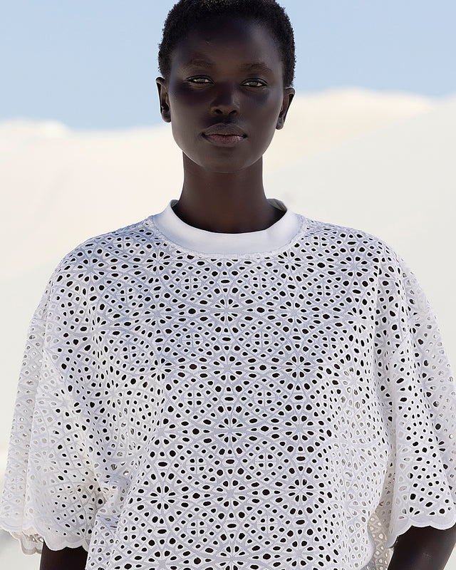 Long tee - shirt en broderie anglaise blanche - Chemises & tops Mes Demoiselles - Image 2