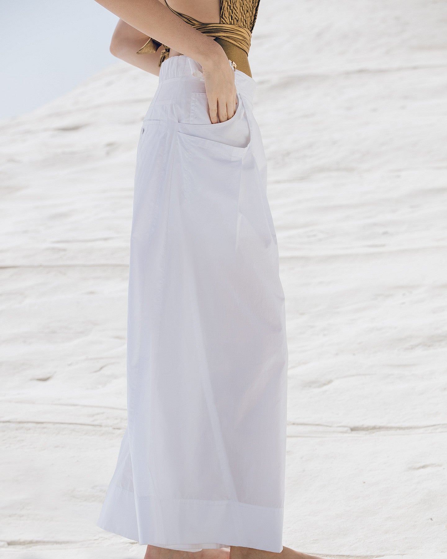 Pantalon Paline - Blanc : Pantalon large en popeline craquante blanche Mes Demoiselles