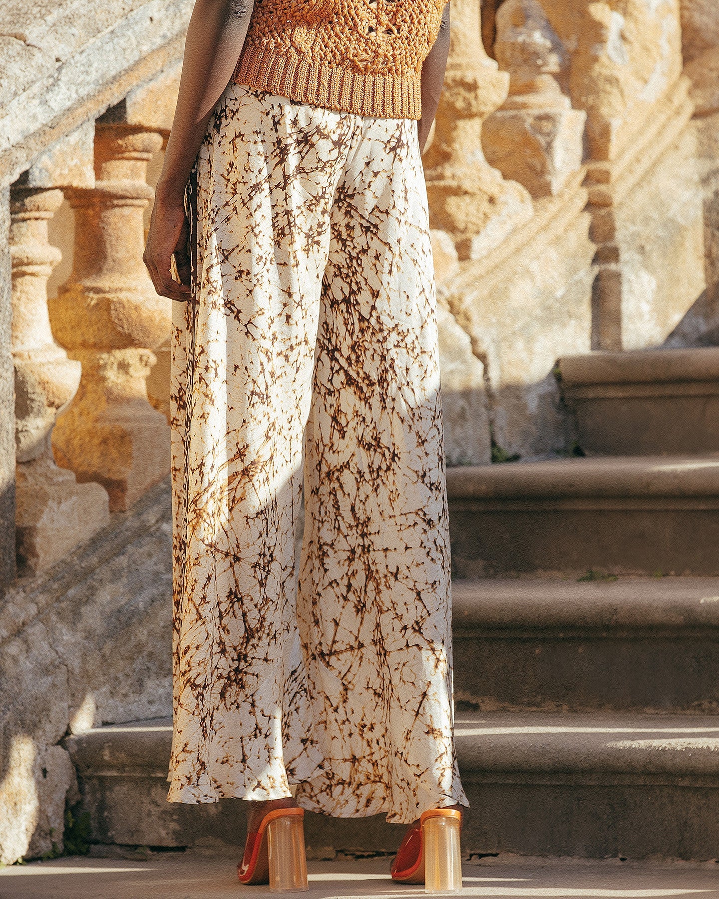 Pantalon Sulnis - Jaune : Pantalon en soie habotai tye&dye Mes Demoiselles