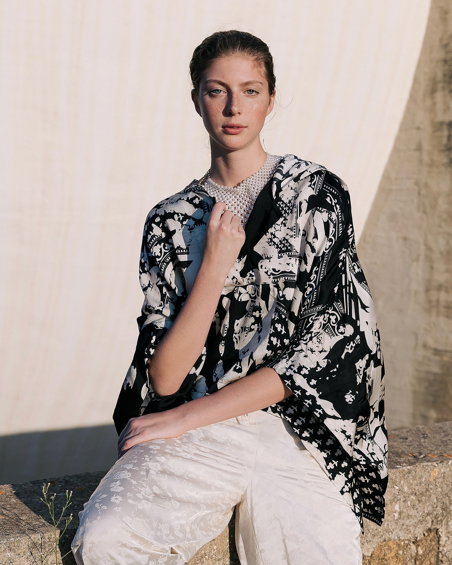 Pull en viscose tramée noir et écru - Pulls & gilets Mes Demoiselles