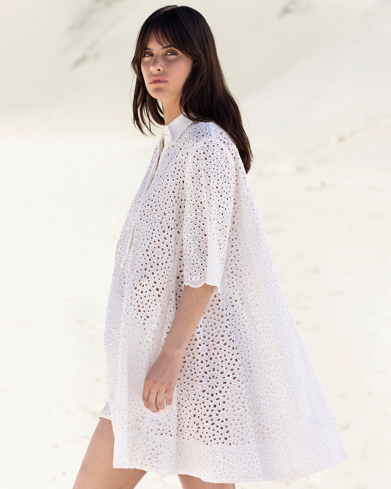 Robe Rose - Blanc : Robe délicate en broderie anglaise blanche Mes Demoiselles - Image 5