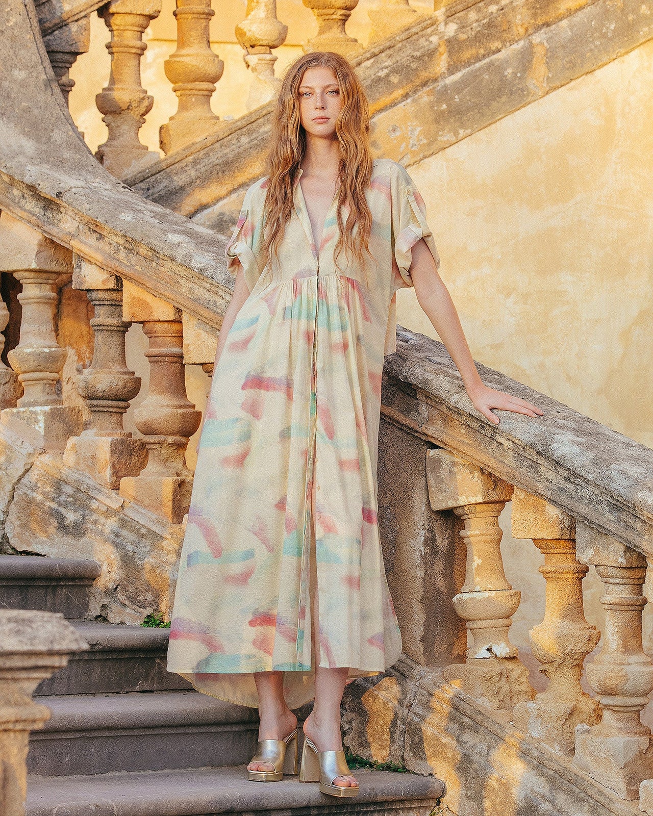 Robe longue souple en coton lurex - Robes Mes Demoiselles - Image 3