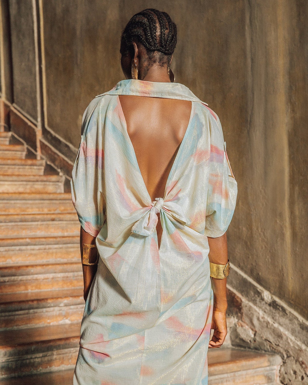 Robe Darelle - Jaune : Robe longue souple en coton lurex Mes Demoiselles - Image 6