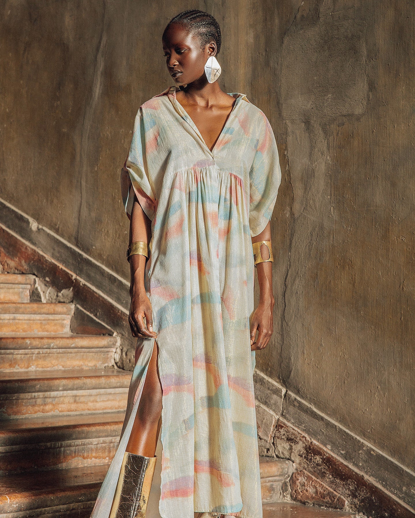 Robe longue souple en coton lurex - Robes Mes Demoiselles