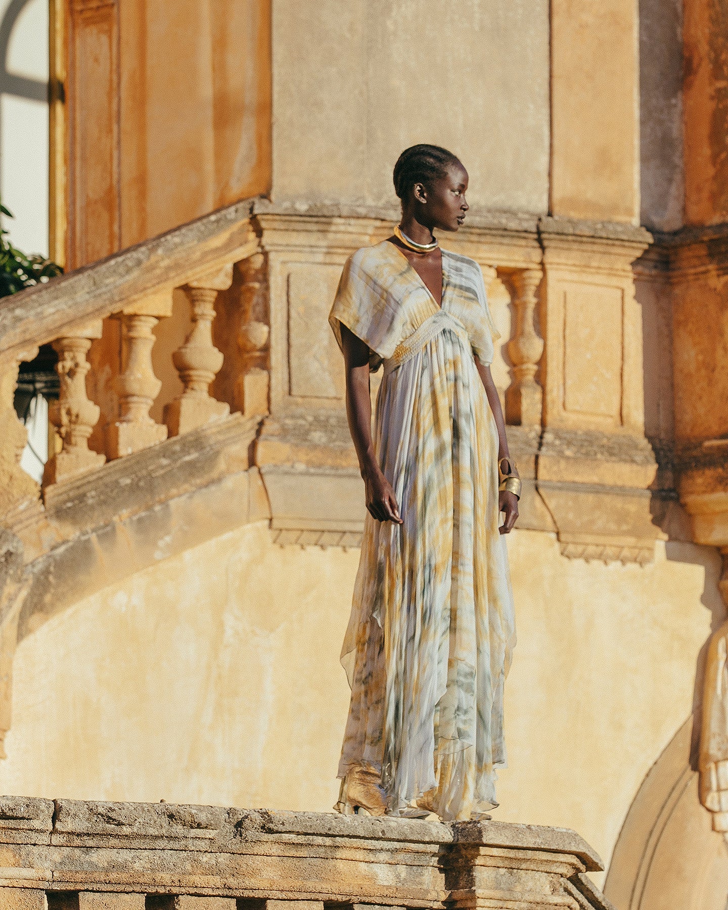 Robe longue en viscose chiffon imprimée - Robes Mes Demoiselles