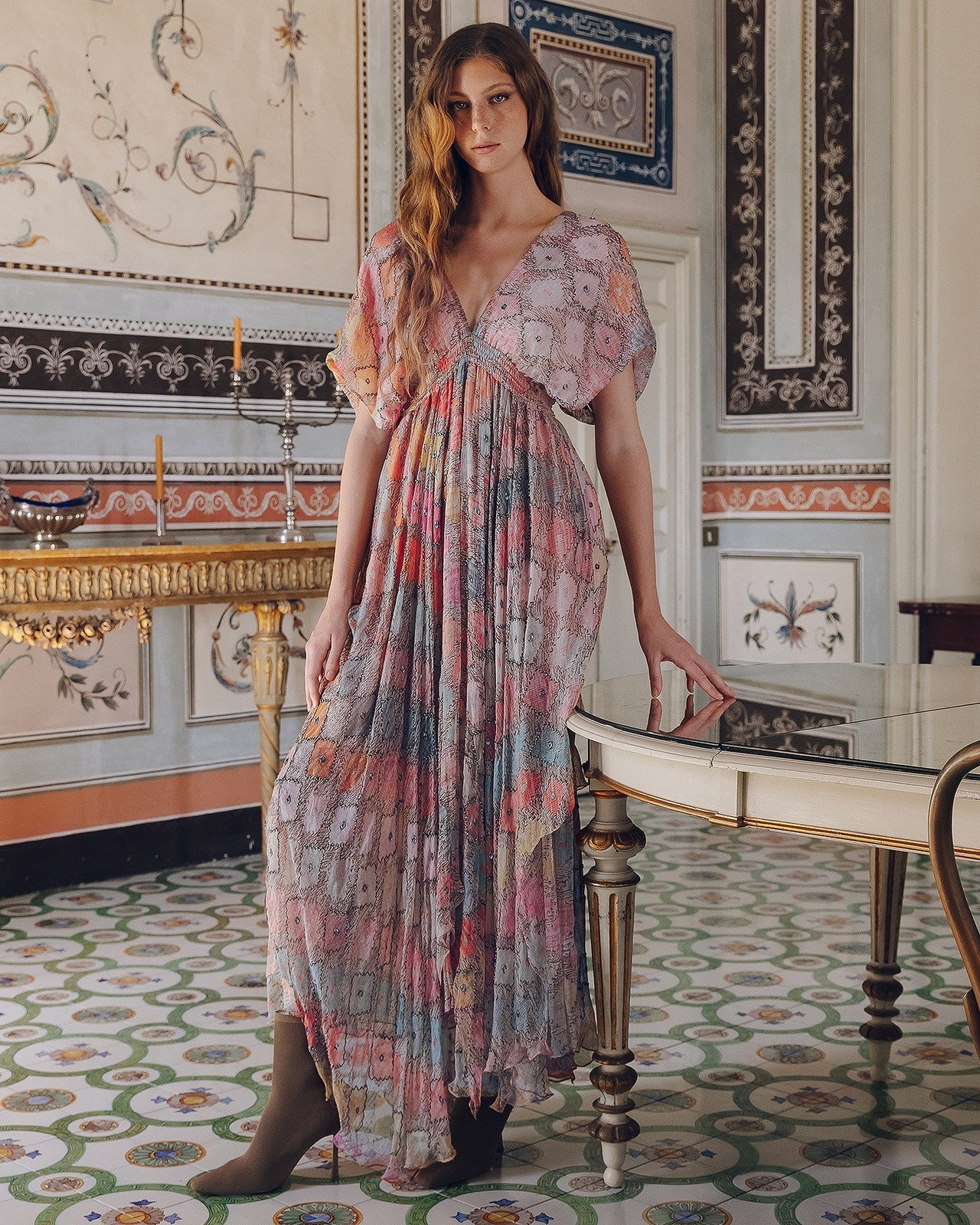 Robe longue féminine en viscose crinkled - Robes Mes Demoiselles - Image 1