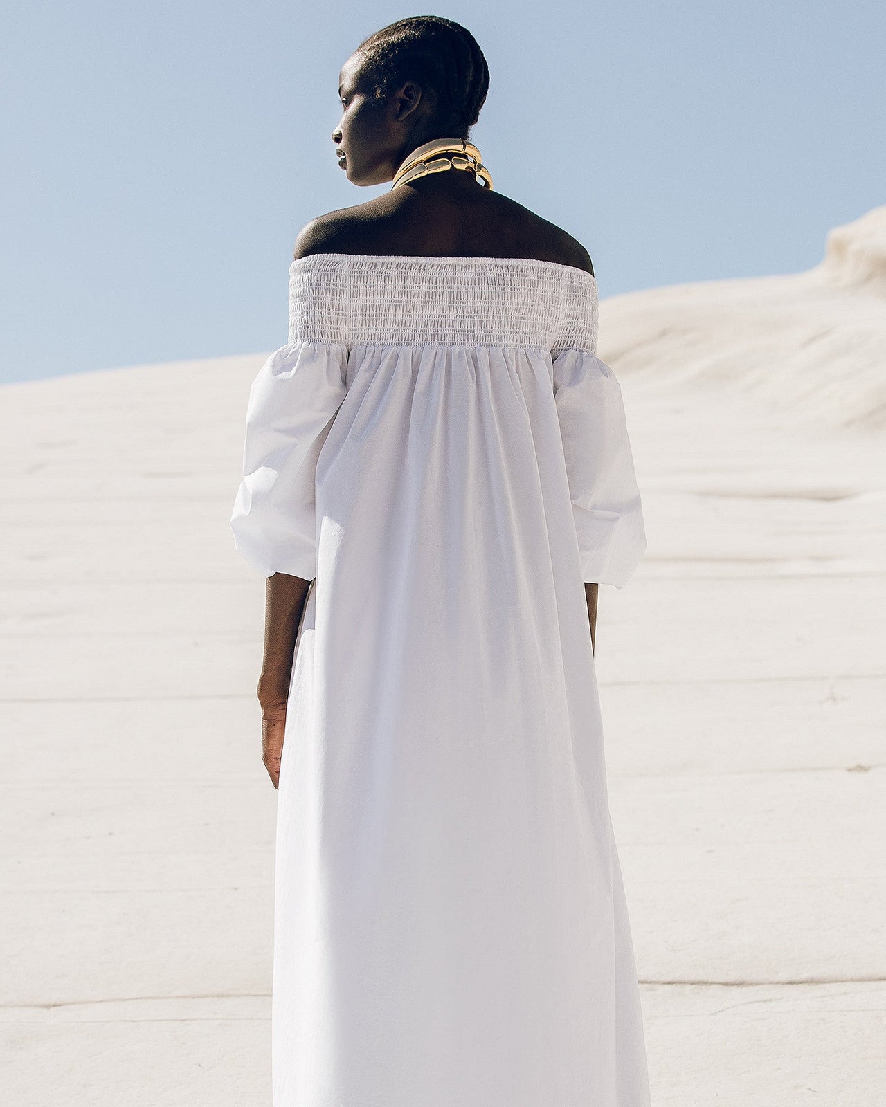 Robe longue blanche en popeline de coton craquante - Robes Mes Demoiselles - Image 3