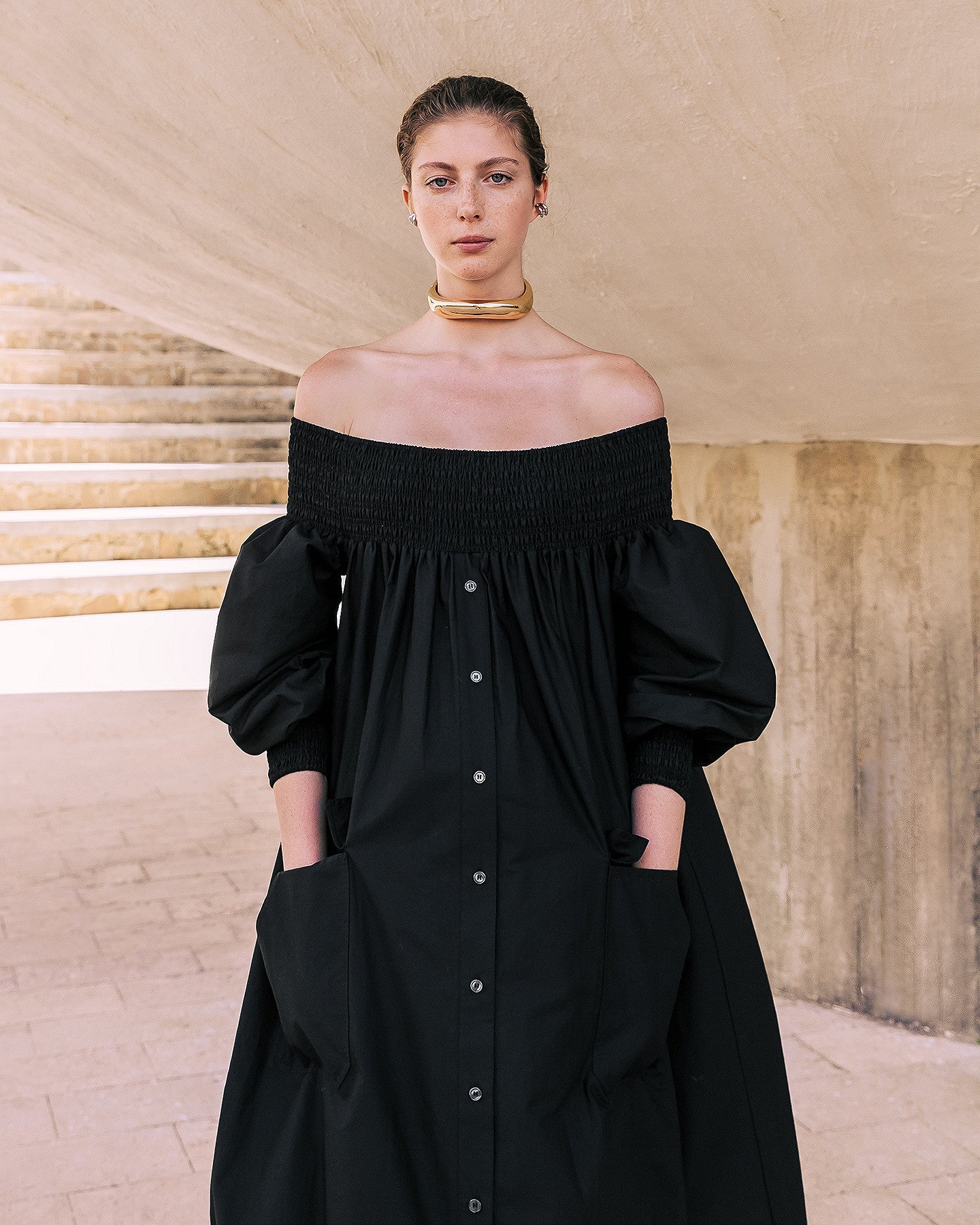 Robe Parimar - Noir : Robe longue noire en popeline de coton craquante Mes Demoiselles