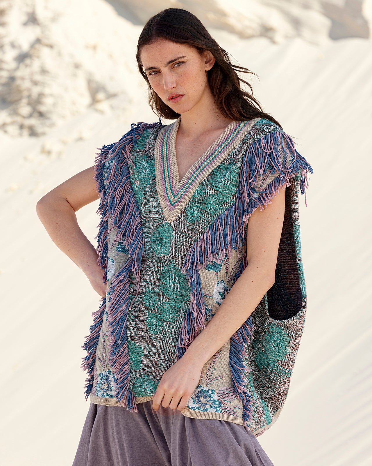 Pull Squall - Vert : Débardeur en maille jacquard tissées Mes Demoiselles - Image 5