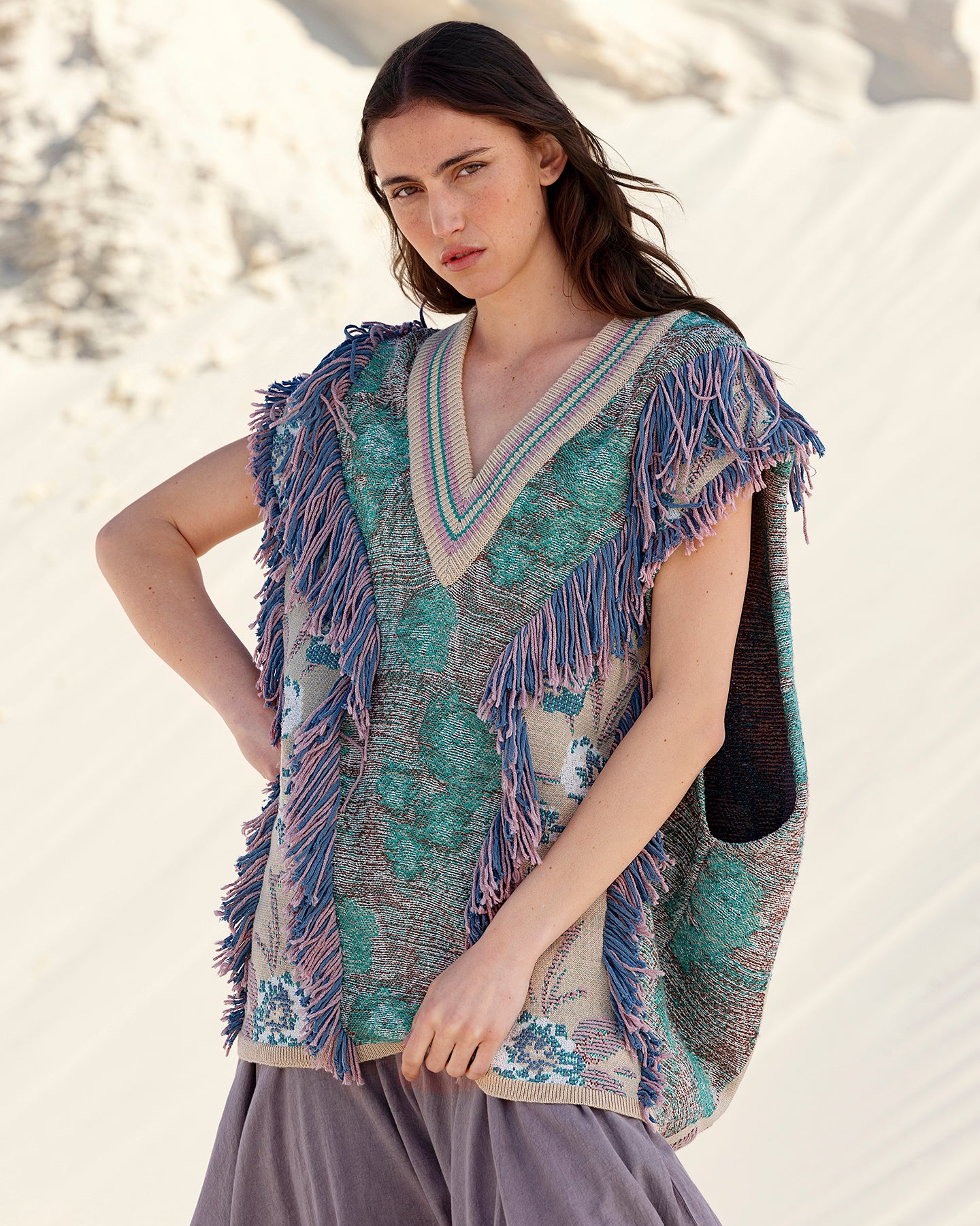 Pull Squall - Vert : Débardeur en maille jacquard tissées Mes Demoiselles
