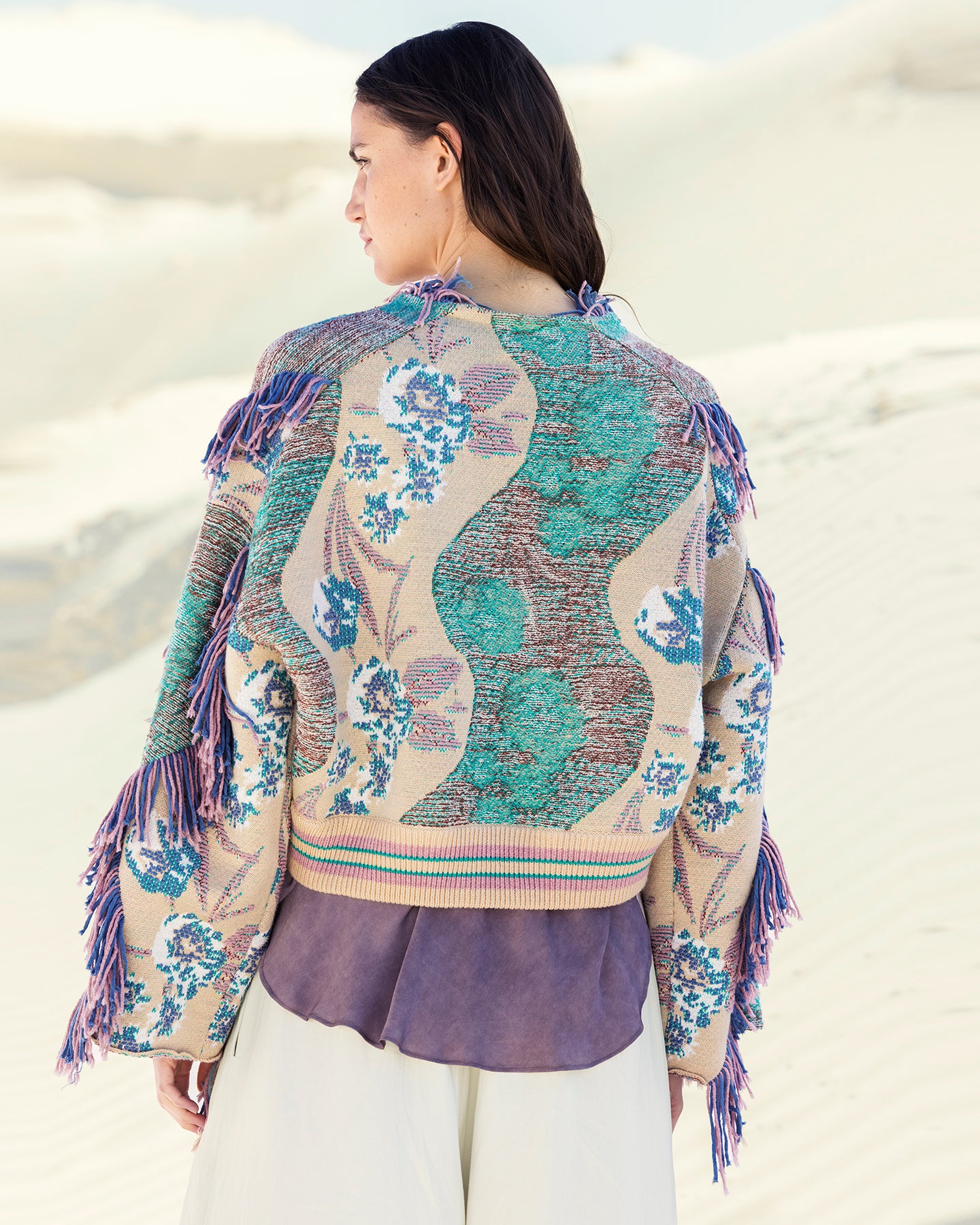 Cardigan Squire - Vert : Gilet court en maille jacquard Mes Demoiselles