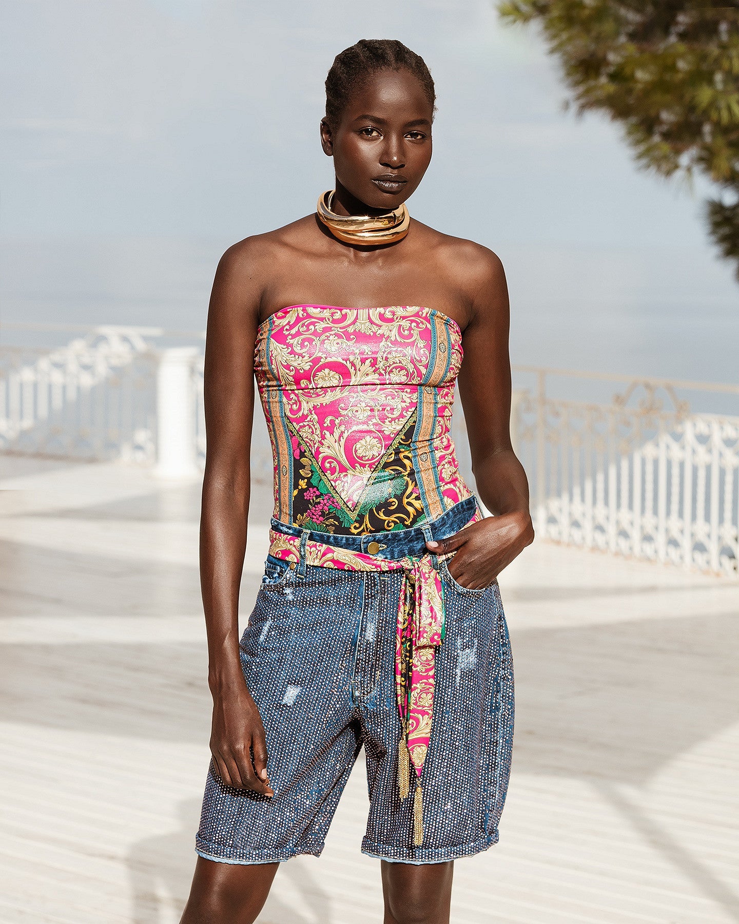 Bermuda avec micro strass bronze : Jupes & shorts Mes Demoiselles
