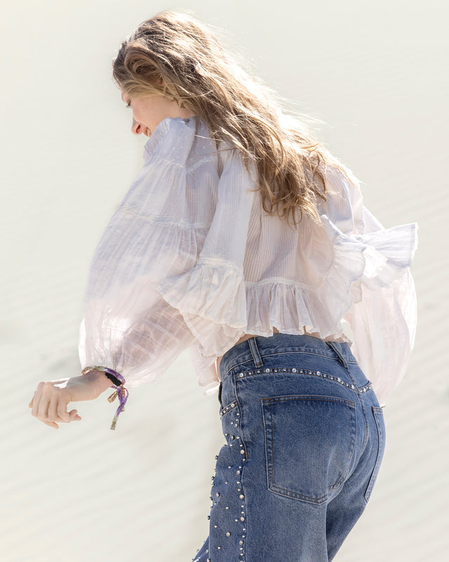 Jean oversize denim avec détails argentés - Pantalons & combinaisons Mes Demoiselles - Image 3