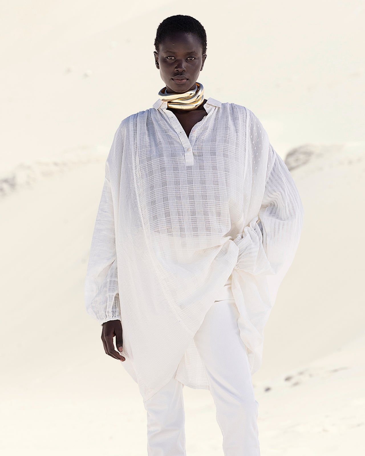Maxi chemise blanche en coton tissé - Chemises & tops Mes Demoiselles - Image 3